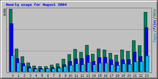 Hourly usage for August 2004